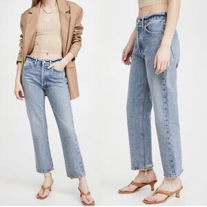 AGOLDE Lana Crop Mid Rise Vintage Straight Jeans Emulsion Light Wash Size 27